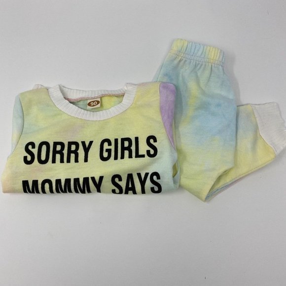 Graphic 2pc‎ Boys Tie Dye Pant Set "Sorry Girls Mommy Says No Dating" 2T(90) - Picture 4 of 4